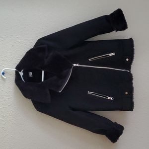 Faux Fur moto jacket H&M size 4